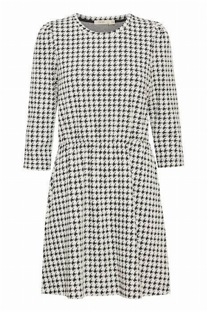 FRANSA Robe motif pied-de-poule noir et blanc