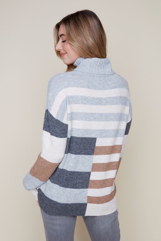 Pull Fille Nutmeg Rayé Multicolore - Encolure Roulée - Taille 5-6 Ans - Bon État
