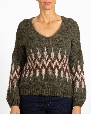 ANGELA MARA Chandail en tricot à col en V