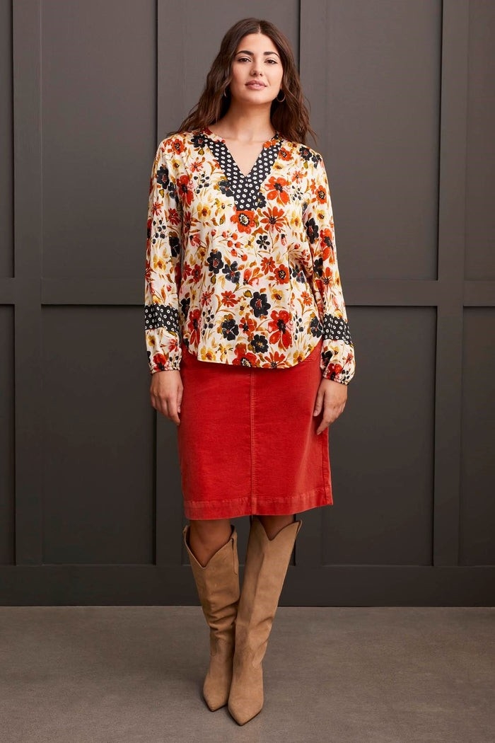 TRIBAL Blouse imprimée à liséré contrastant