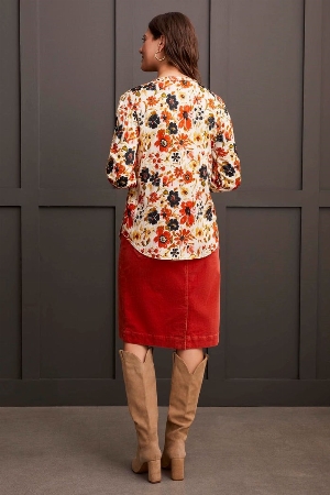 TRIBAL Blouse imprimée à liséré contrastant
