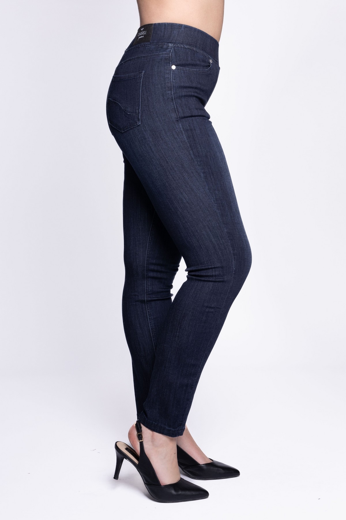 CARRELI Jeans pull-on jambe étroite marine