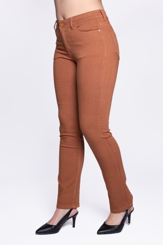 CARRELI Jeans jambe droite C- caramel-café