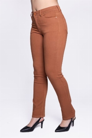 CARRELI Jeans jambe droite C- caramel-café
