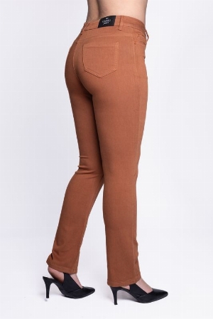 CARRELI Jeans jambe droite C- caramel-café