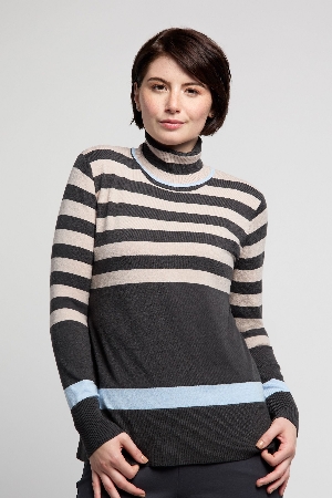BY LYSE Chandail tricot rayé col montant Taille S