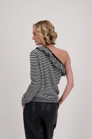 GABBY ISABELLA CHANDAIL RAYÉ ÉPAULE NUE C- NOIR ET BLANC Taille M