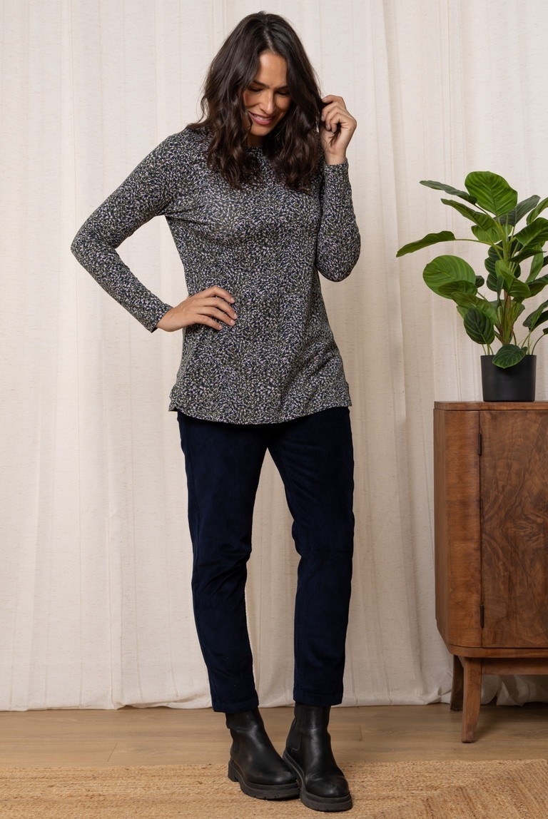 LILY & ME TUNIQUE DROITE OURLET ARRONDI C-OLIVE