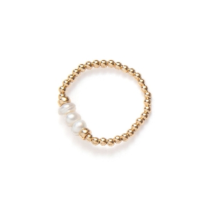 BEBLUE Bague Be Brave en perles de vermeil et perles d'eau douce