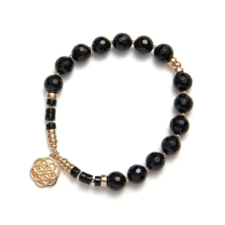 BEBLUE Bracelet Be Mysterious en perles d'onix et or plaqué 14kt