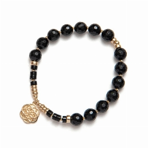 BEBLUE Bracelet Be Mysterious en perles d'onix et or plaqué 14kt