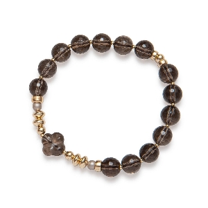 BEBLUE Bracelet Be Superstitious de quartz fumé Breloque Trèfle