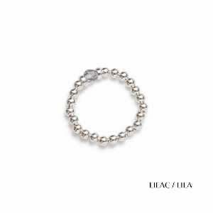 BEBLUE Bague élastique classique en argent 925 et cristal lilas