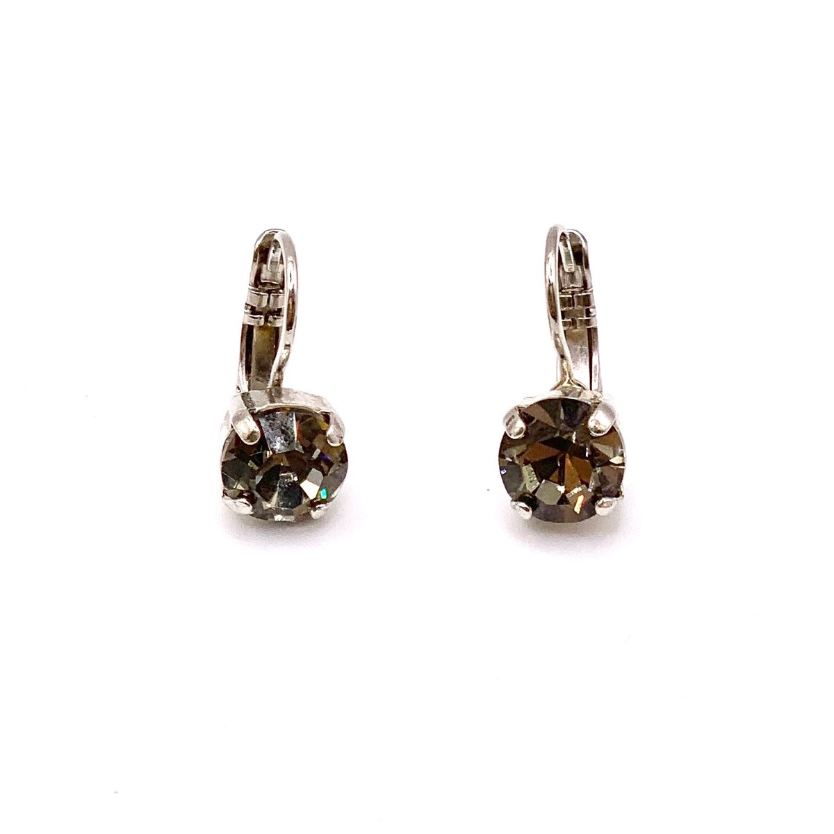 MARIANA Boucles d'oreilles à 1 pierre C-257 vert pâle sur rhodium
