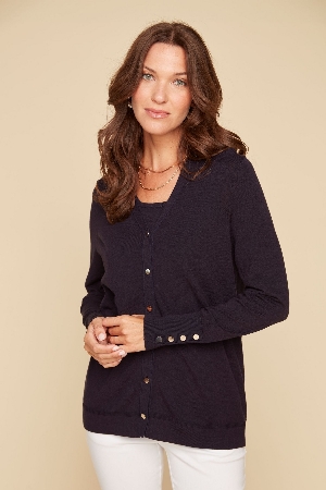 RENUAR Cardigan col en V bouton aux poignets