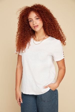 RENUAR T-Shirt à manches ornées de boutons