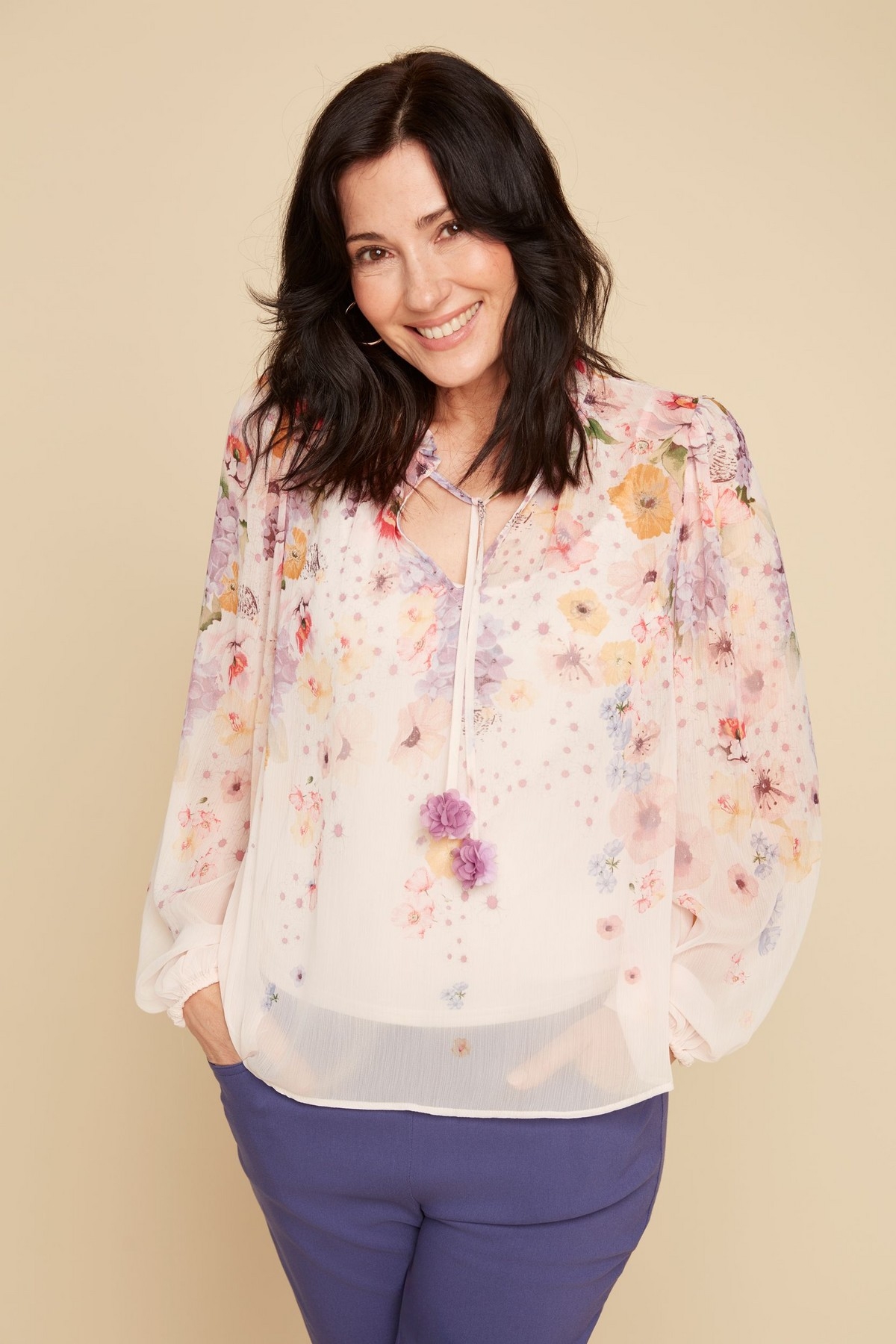 RENUAR Blouse style paysanne imprimée