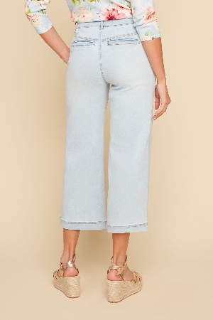 RENUAR Pantalon écourté à jambes larges délavé