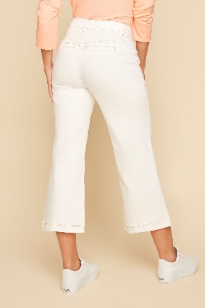 RENUAR Pantalon écourté à jambes larges blanc