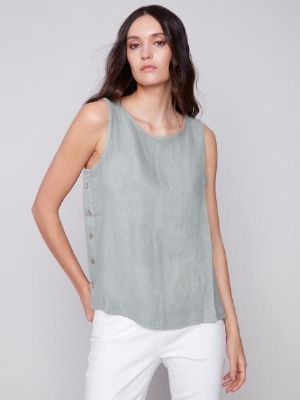 CHARLIE B Camisole avec boutons sur les côtés C-Céladon