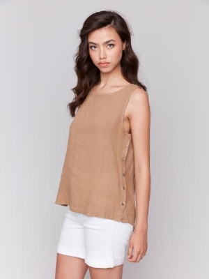 CHARLIE B Camisole avec boutons sur les coté C-biscuit