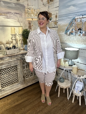 RENUAR Capri à imprimé rayé C-Tan