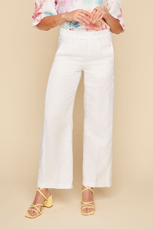 RENUAR Pantalon pull on à jambes larges C-Blanc