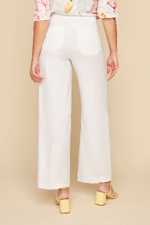 RENUAR Pantalon pull on à jambes larges C-Blanc