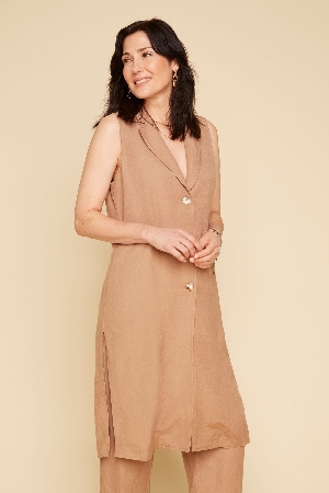 RENUAR Veste longue sans manche C-Tan