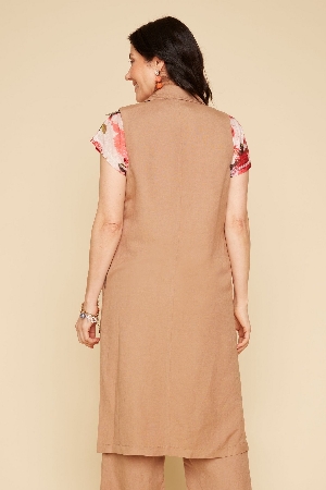 RENUAR Veste longue sans manche C-Tan