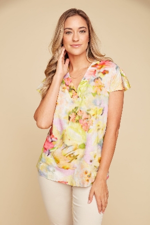 RENUAR Haut à manches courtes imprimé C-Lime Taille XL