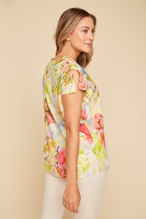 RENUAR Haut à manches courtes imprimé C-Lime Taille XL