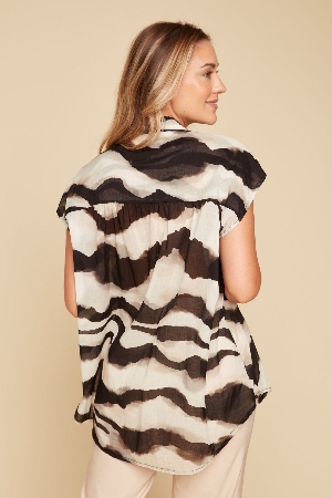 RENUAR Blouse  sans manche imprimé C- Noir combo