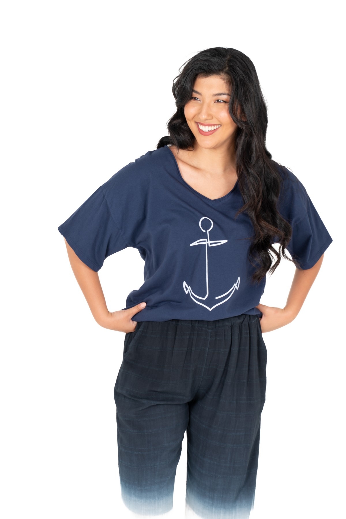 M ITALY T-Shirt de coupe ample C-Marine Taille S