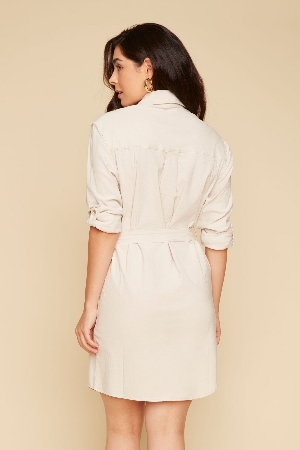 RENUAR Robe safari à manches 2 façons C-Huître Taille M