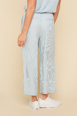 RENUAR Pantalon pull on jambe large rayé C-Chambray
