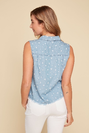RENUAR Chemise fluide sans manches C-Chambray
