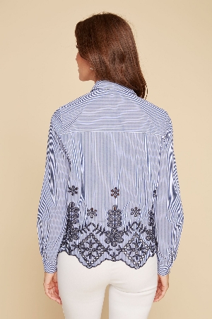 RENUAR Chemisier classique avec broderie C-Marine