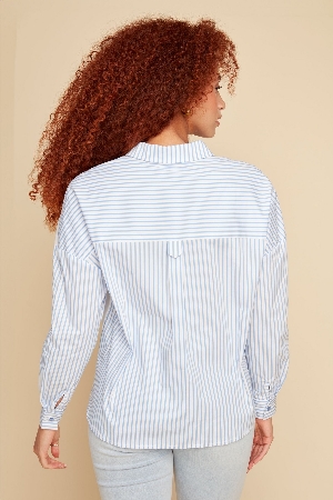 RENUAR Chemisier de coupe classique C- Bleu Multi