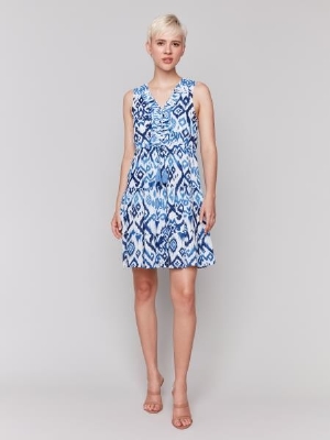 CHARLIE B Robe sans manches à volant C-Bleu