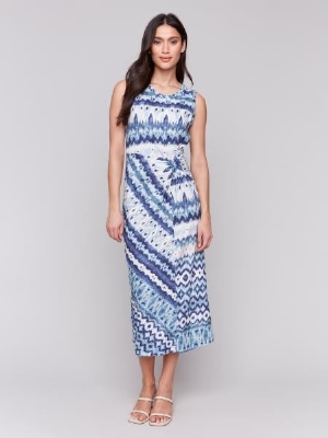 CHARLIE B Robe maxi avec faux noeud  C- Bleu Lac Tahoe