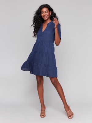 CHARLIE B Robe courte à volants C- Marine