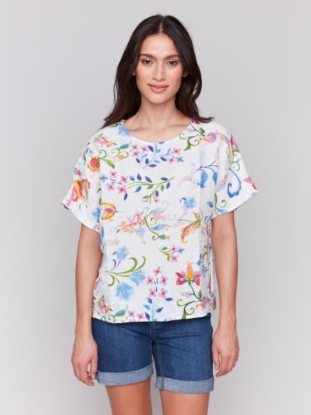 CHARLIE B Blouse de lin à manche chauve souris C- Utopie