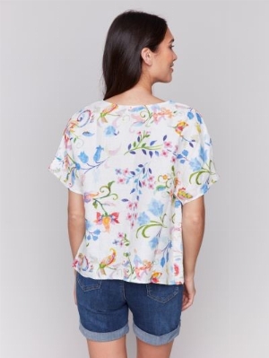 CHARLIE B Blouse de lin à manche chauve souris C- Utopie