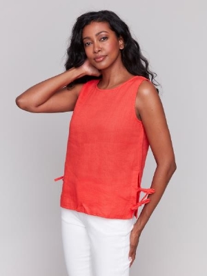 CHARLIE B Camisole de lin avec noeuds sur le côté C-Fiesta