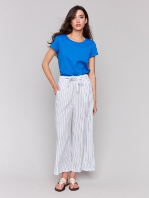 CHARLIE B Pantalon pull on rayé C- Côtier