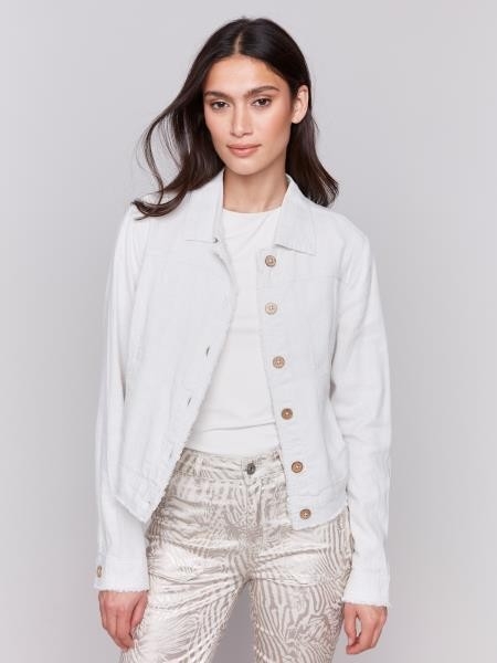 CHARLIE B Veston de mélange de lin C-Naturel Taille L