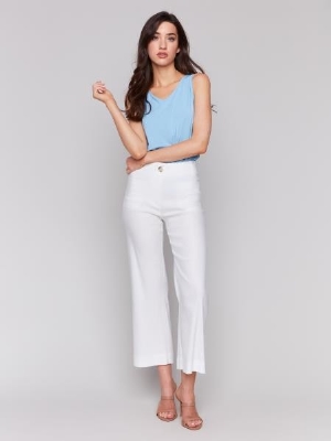 CHARLIE B Pantalon jambes droites écourtées C-Blanc