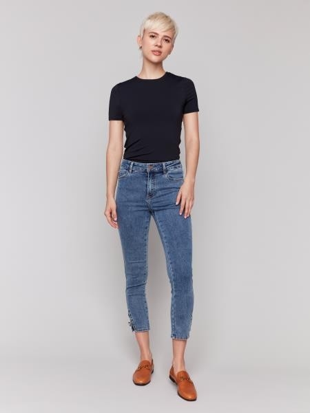 CHARLIE B Jeans à jambes 3/4 étroites C-Bleu moyen