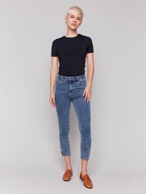 CHARLIE B Jeans à jambes 3/4 étroites C-Bleu moyen